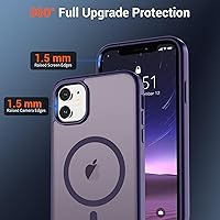 Vista 789 de SUPFINE Funda magnética para iPhone 11 (compatible con MagSafe) (protección contra caídas de grado militar), translúcida mate a prueba de golpes