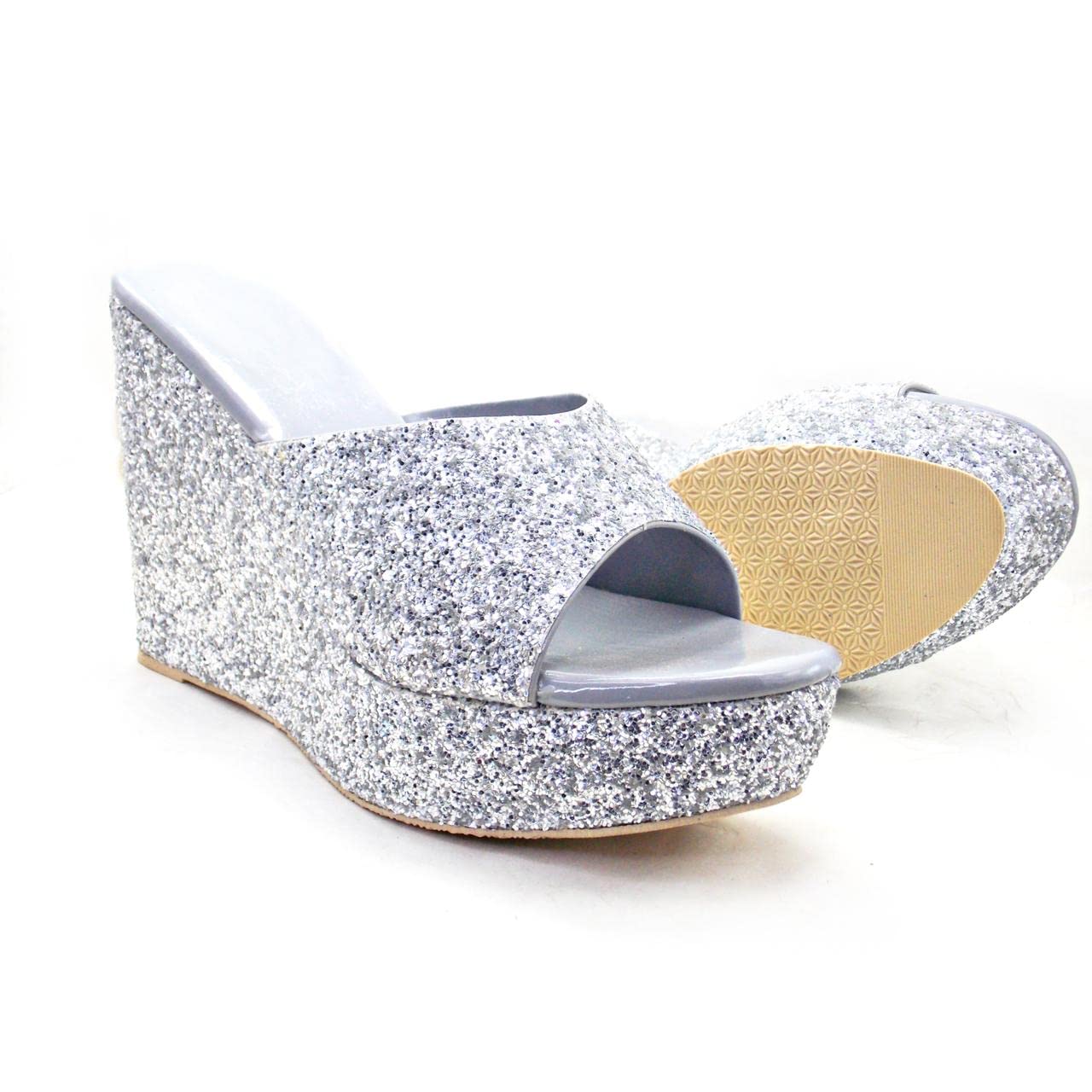 DREAMSAFE Womens 5 Inch Comfortable and Stylish Wedges Sandal For Casual Wear & Formal Wear Occasions (Silver, numeric_3) (B0BNBZ72LJ) Amazon Price History, Amazon Price Tracker