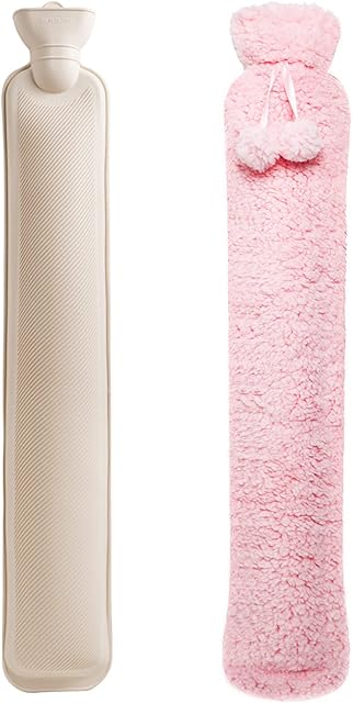 Long Hot Water Bottle with Cover UK, 2L Wearable Extra Long Hot Water Bottle Pouch for Body Waist Neck Back Shoulder Hand, 72cm Full Length Large Fluffy Hot Water Bag for Girls, Men, Adults (Pink)