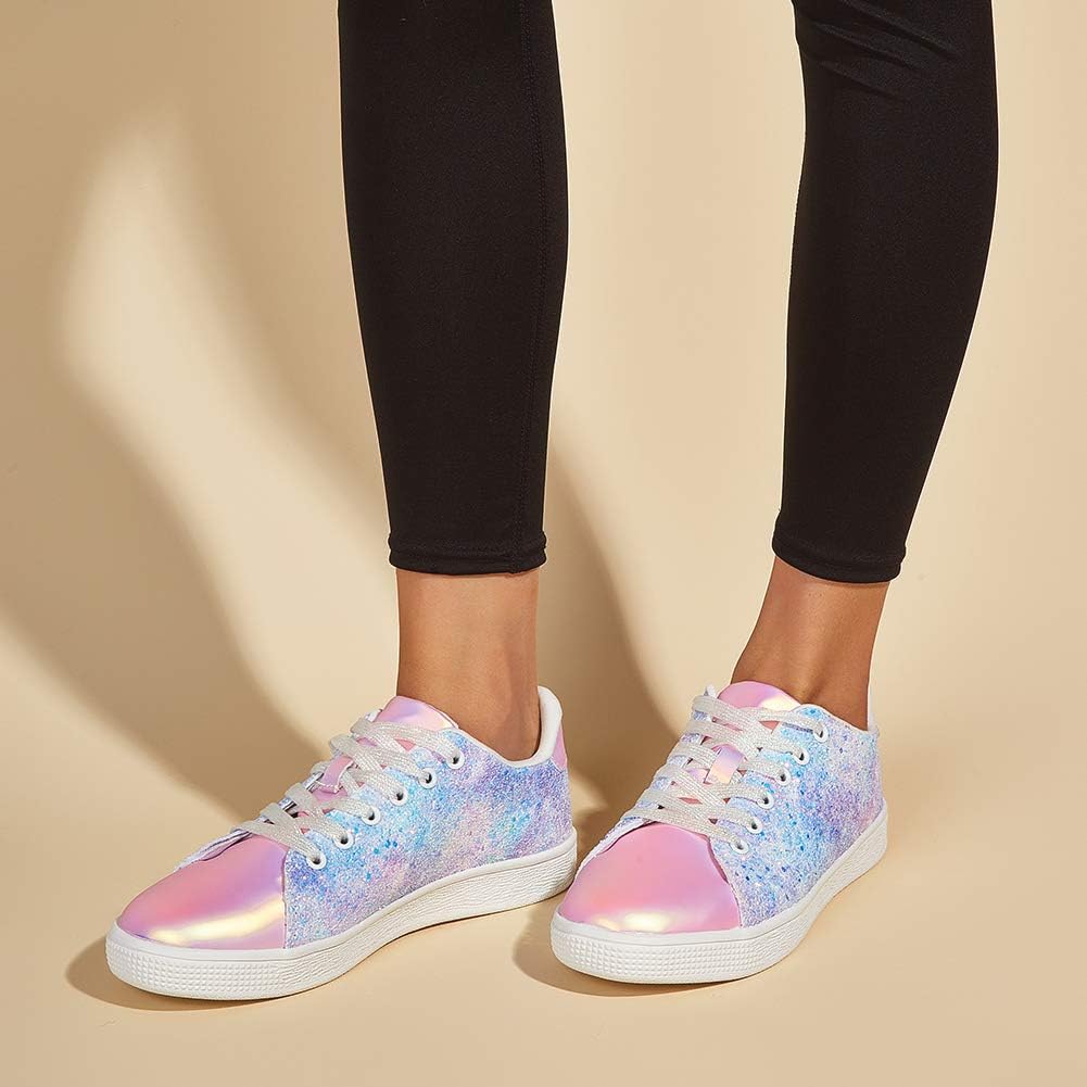 LUCKY STEP Glitter Shoes Sparkly Bling Shiny Bedazzled Lace up Fashion Sneakers for Women - Image 6