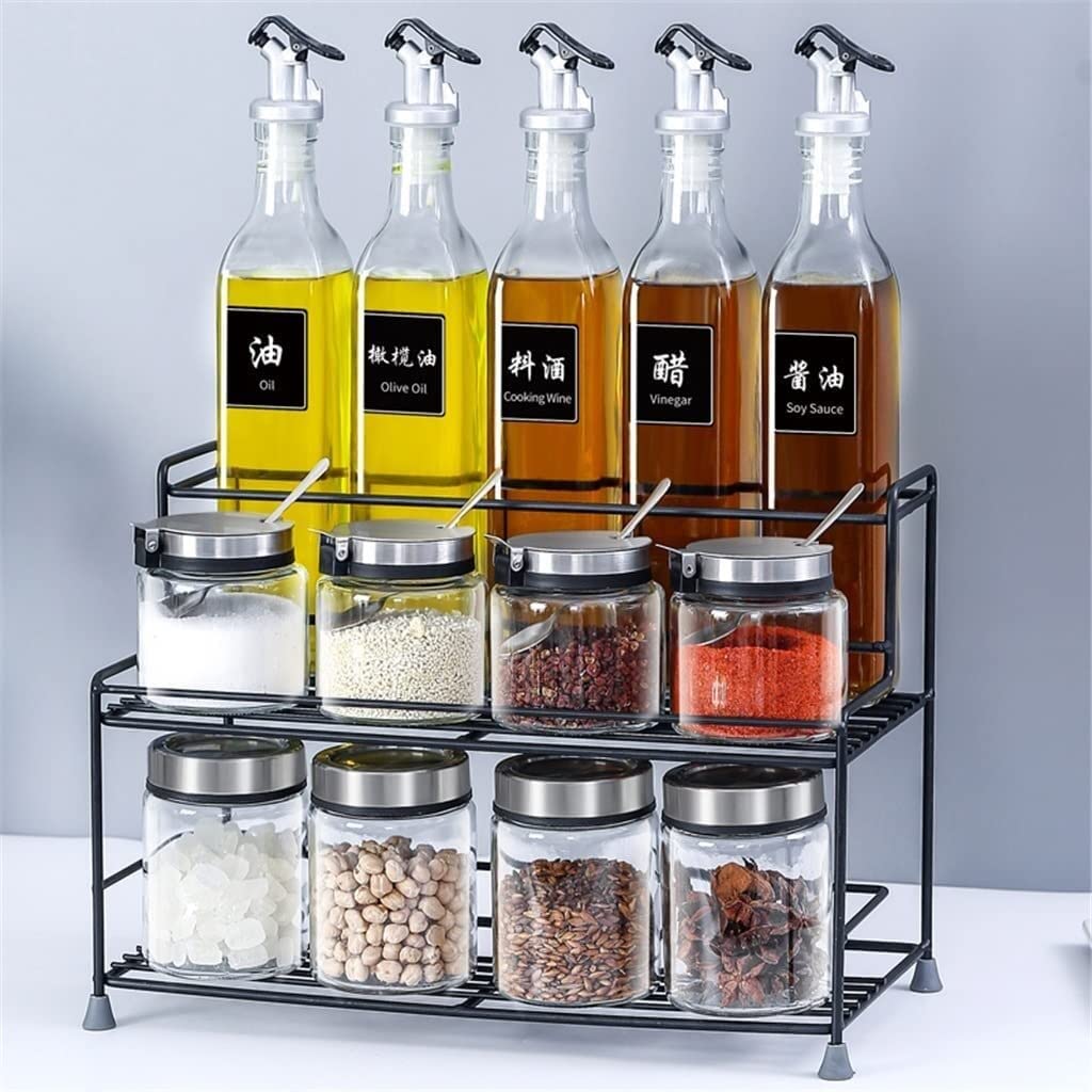 Juego De Tarros De Especias para Cocina, Azucarero, Aceite, Dispensador De Botellas, Organizador De Salsas Y Especias, Caja De Accesorios
