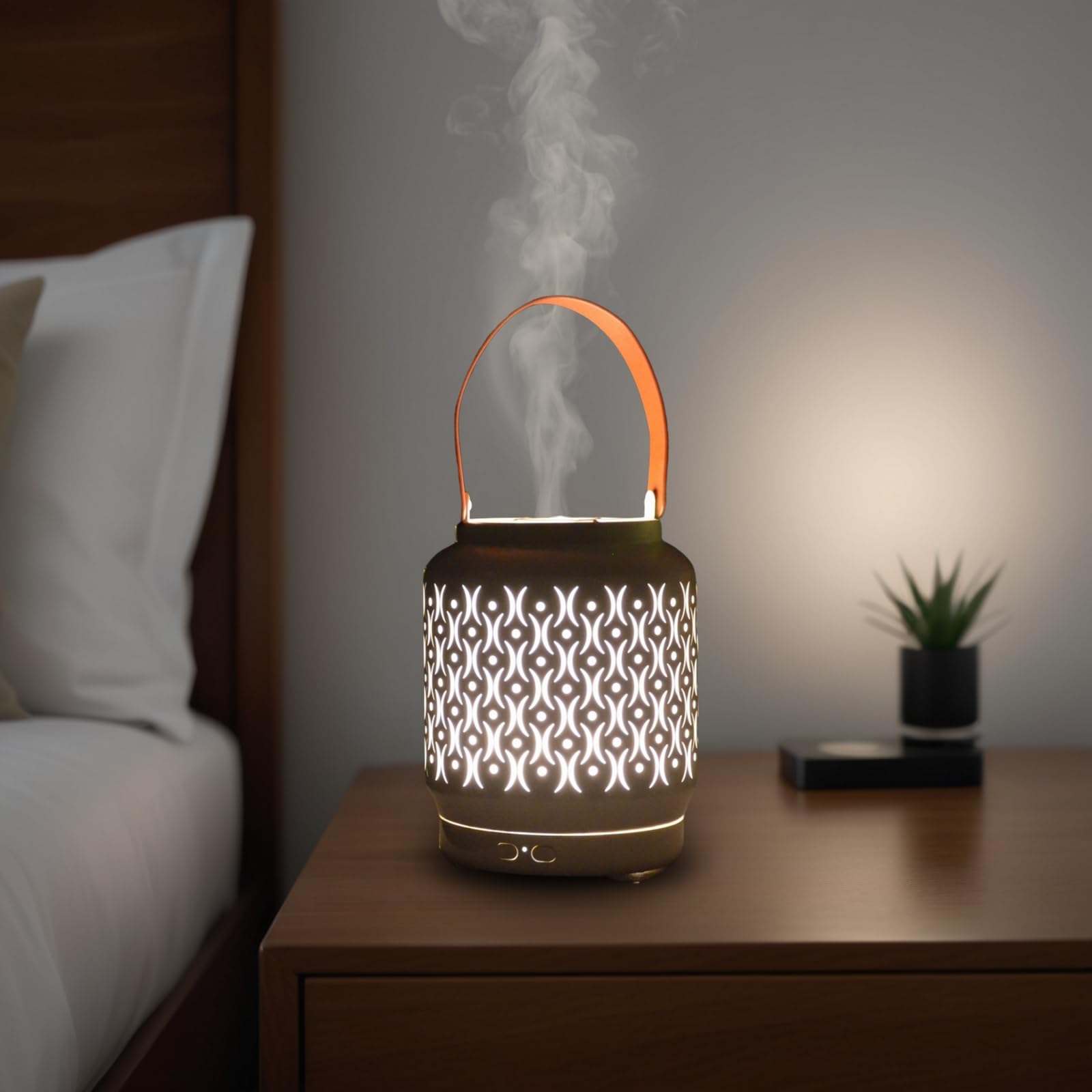 Zen’Arôme Diffuseur Ultrasonique sans Fil Madrid, Batterie Rechargeable Intégrée Autonomie 10h, Diffuseur Huile Essentielle Nomade, Diffusion Continue ou par Alternance, Éclairage LED Personnalisable