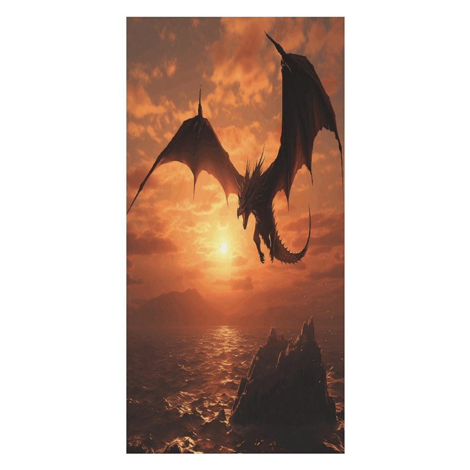 Adfgyerh Unisex Style Sea Sunset Flying Dragon Bath Towels Beach Towel Lightweight Quick Dry, Bath Towel For Travel Sports Pool Swimming Bath Camping Yoga Adults160x80cm