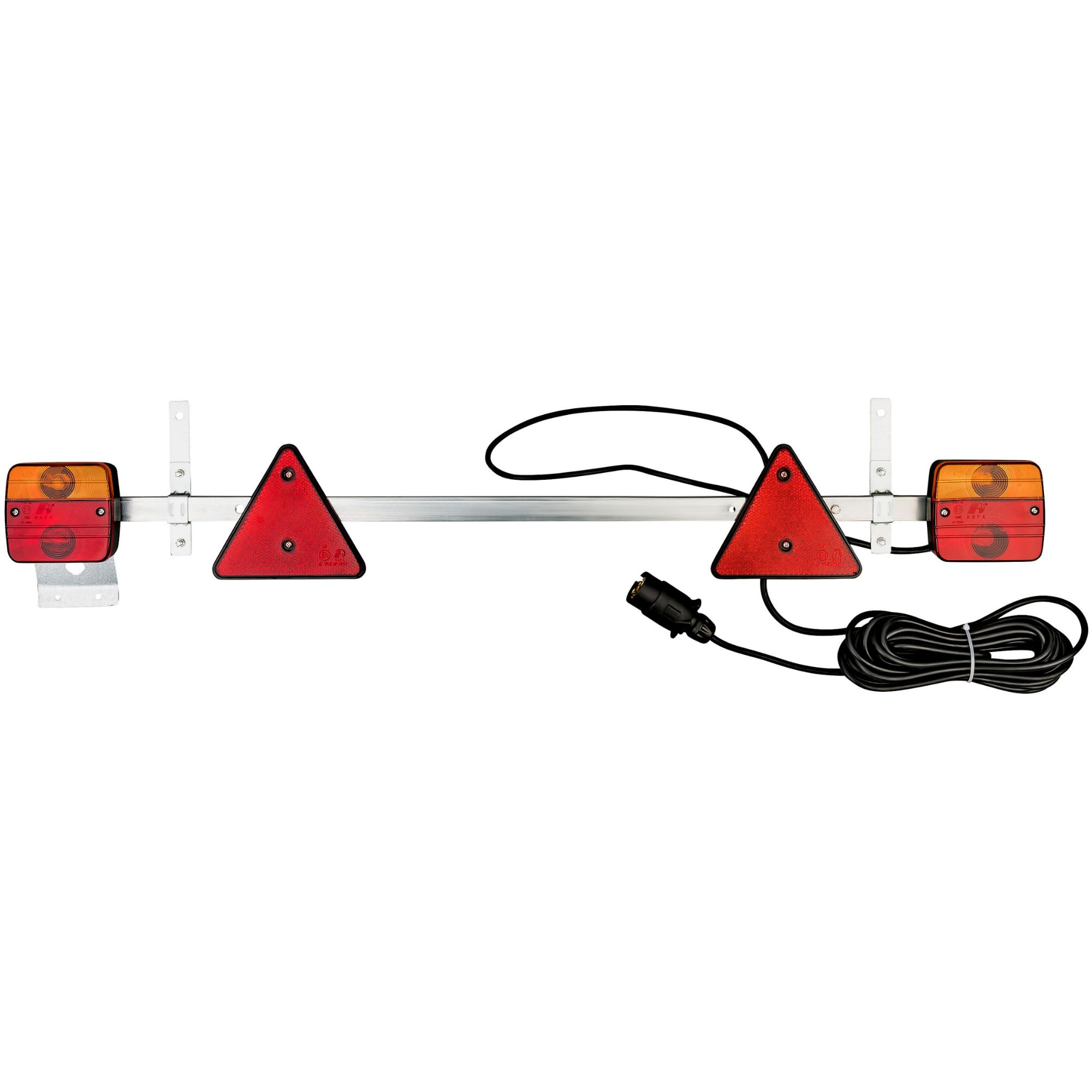 AUTOLIGHT 24 Anhänger Stangenleuchte Teleskop 1–1,6m – Rückleuchten Set 12V, 7-pol Stecker, 7,5m Kabel, E-Prüfzeichen, Ausziehbare Anhängerbeleuchtung mit Kennzeichenlicht & Rückstrahler