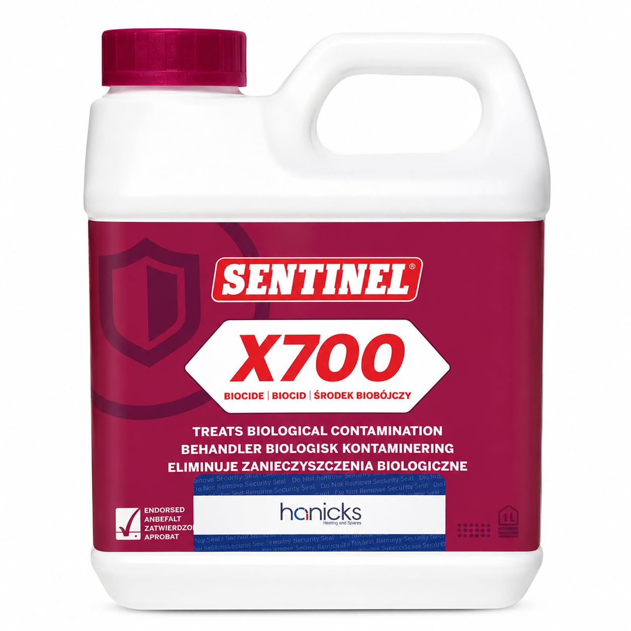 Hanicks Sentinel X700 1L Biocide & Fungicide for Underfloor Heating Systems – Genuine Central Heating Treatment, Protects Against Bacteria, Fungi, Blockages & Odours – Compatible with Sentinel X100