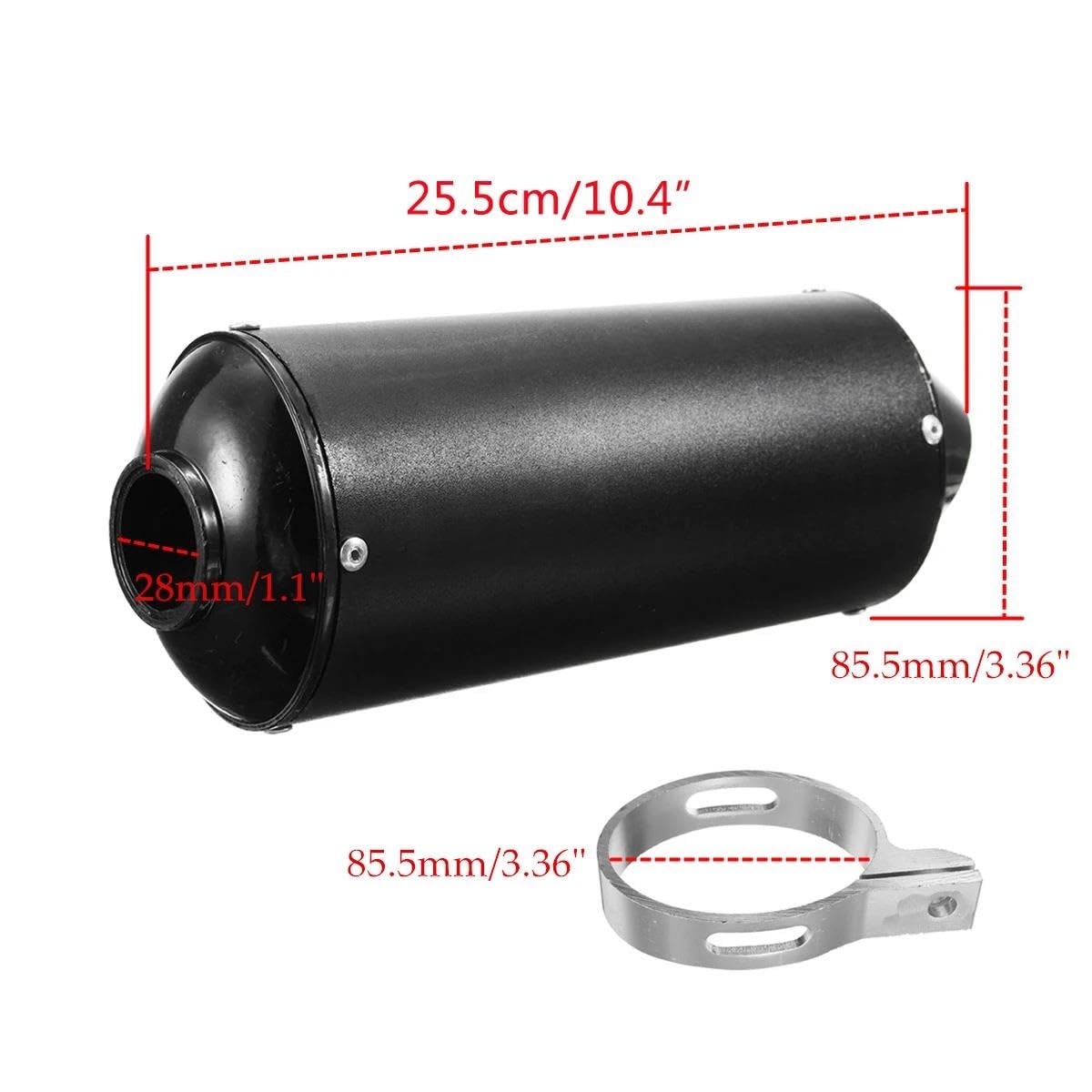 Silenciador Escape para Motocicleta Tubo Escape 28mm Universal para 90cc 110cc 125cc 150cc para Vehículos Todo Terreno Motocross Motocross Piezas de Repuesto