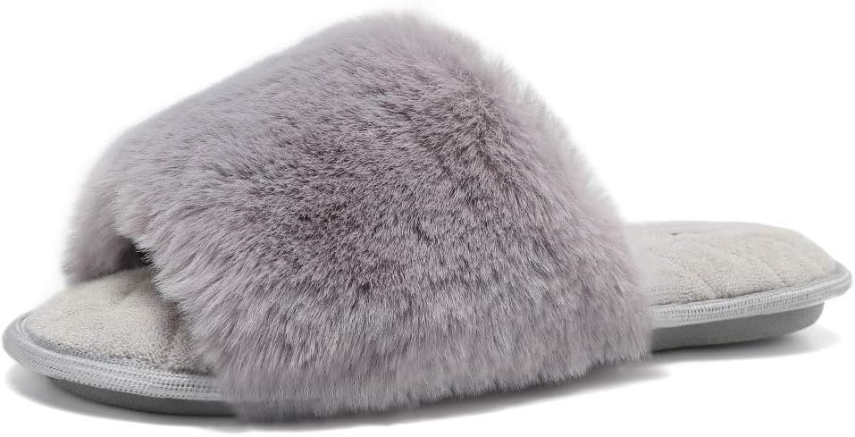 FANTURE Women's Furry Faux Fur Slippers