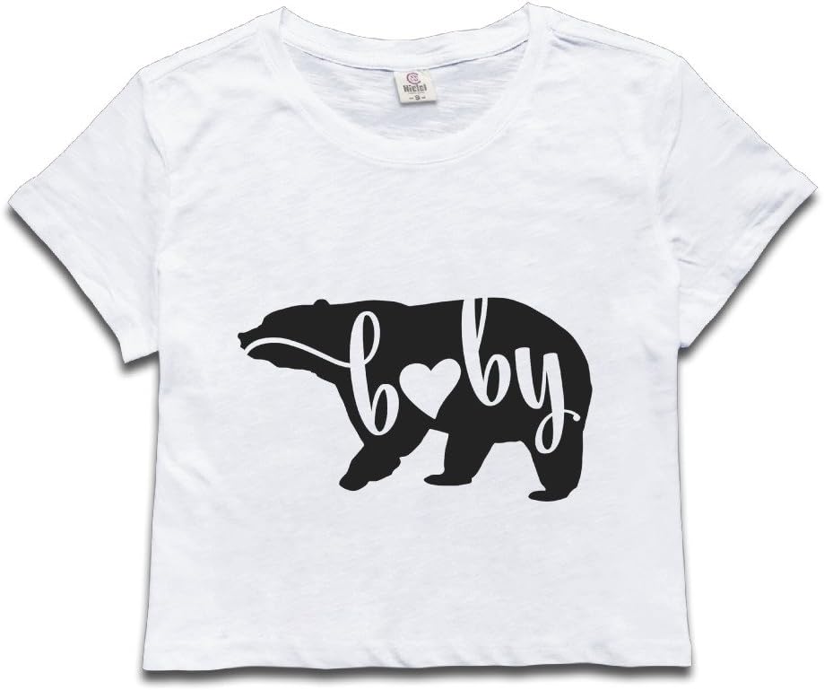 Kaiwa Baby Bear Women's Summer Short Sleeve Tshirt Relaxed Bare Midriff Crop Top S
