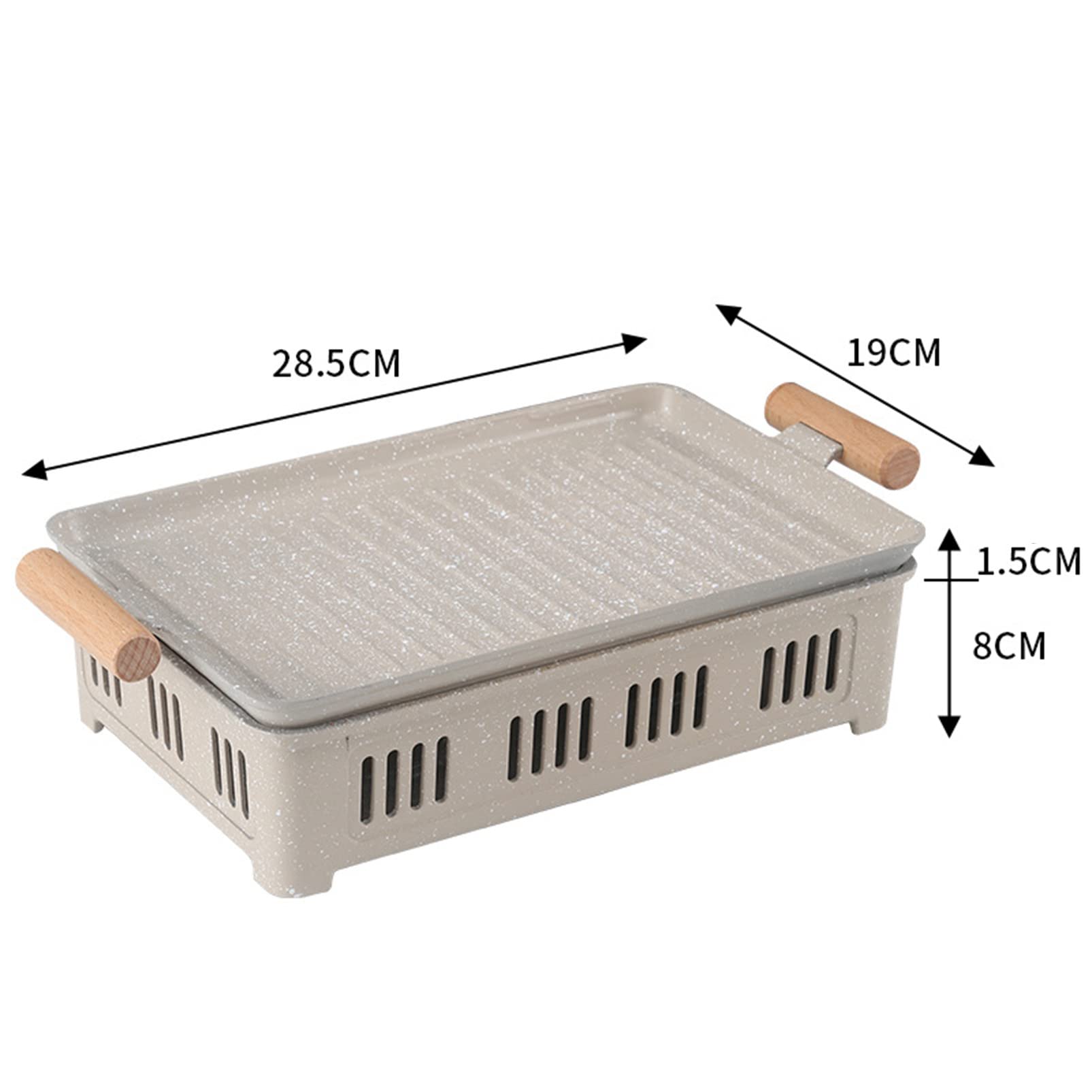 Home/Hotel Griglia per Barbecue Coreana Stufa ad Alcool, Griglia Hibachi da Tavolo in Alluminio pressofuso con Base in Legno e Supporto per Carburante, Griglia da Campeggio Portatile Pentole per Arr