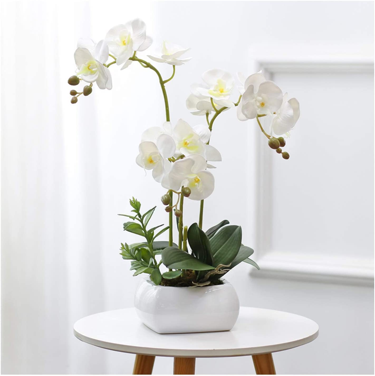 Fiori artificiali Fiori artificiali Vaso decorativo in porcellana Lattice di poliuretano Fiori artificiali Phalaenopsis Vaso per piante Bellissimo,