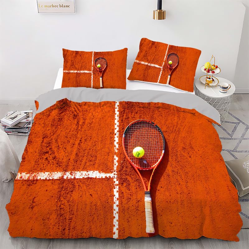Housse de couette tennis 220x240 orange : idée décoration anniversaire originale adulte