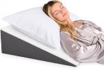 Kӧlbs Bed Wedge Pillow with Memory Foam Top Chic Jacquard Grey and White Cover (7.5" Height)