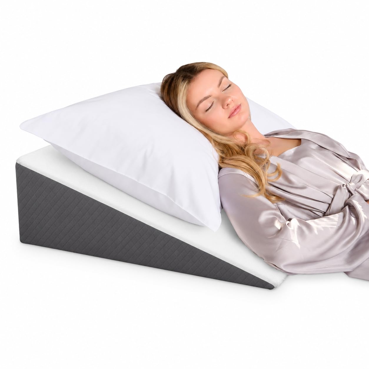 Standard Width 7.5" Height Bed Wedge Pillow with Chic Jacquard Cover H59778