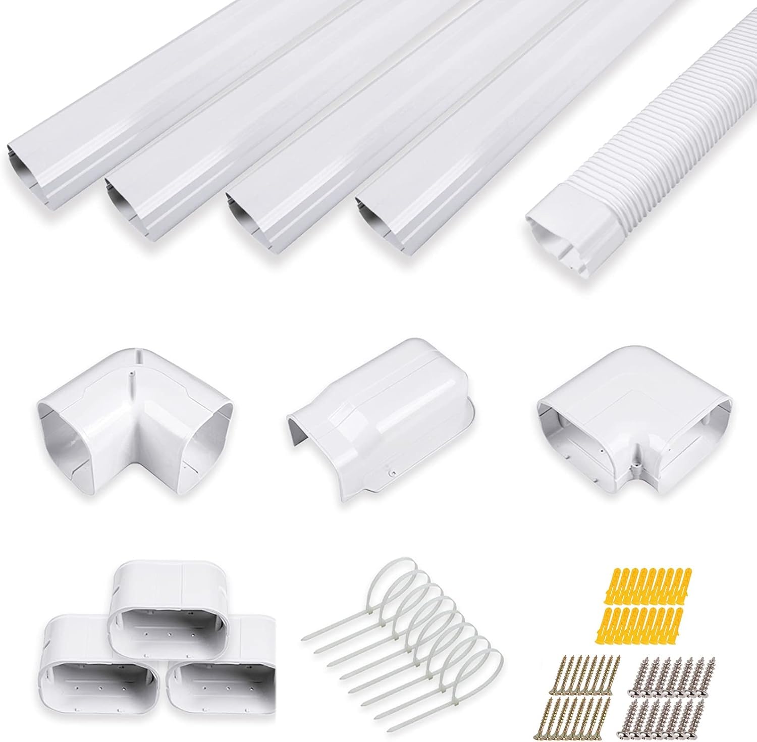 LyPrem 5m L Mini-Split-Leitungsabdeckung 127mm B PVC für Klima (Weiß)