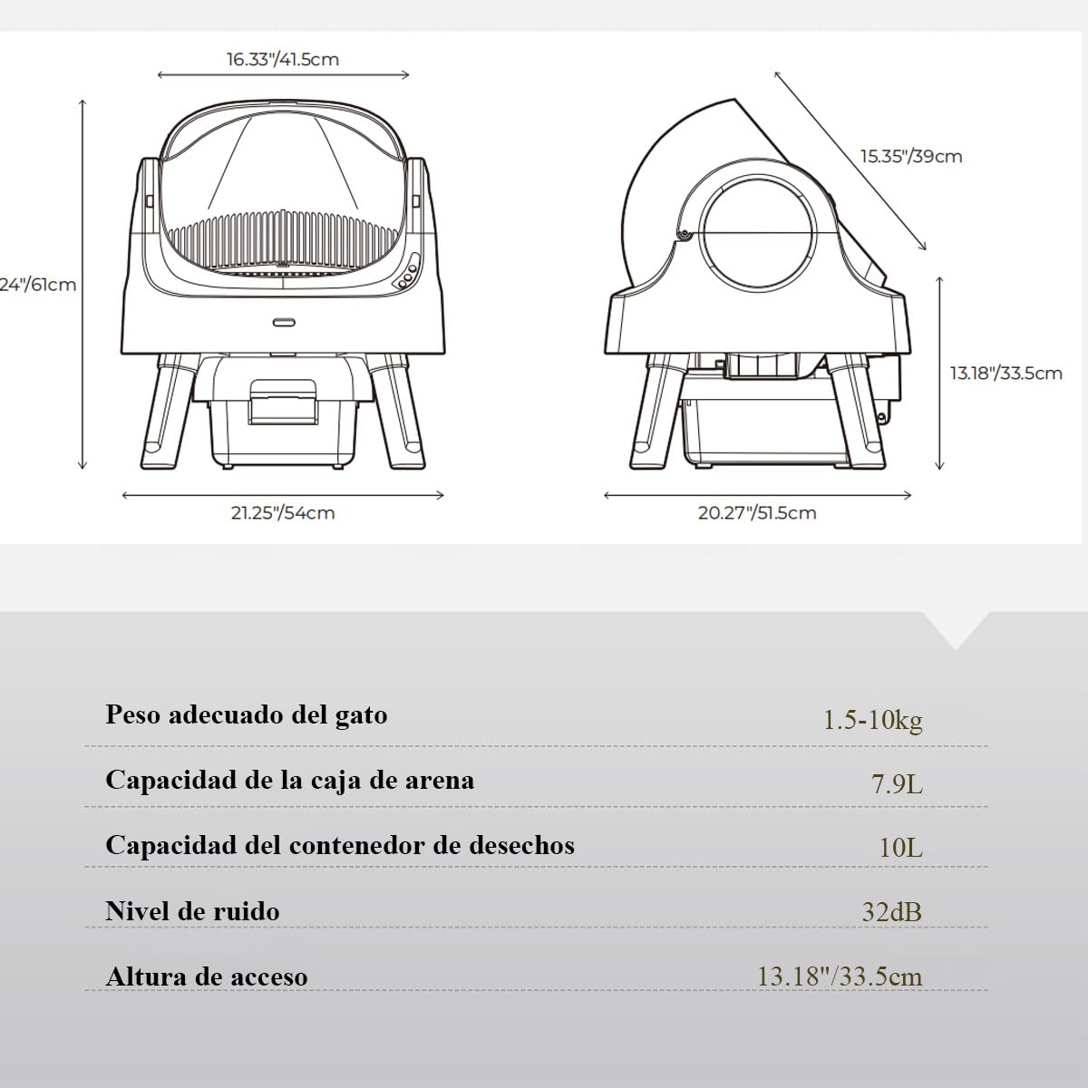 PetPivot Arenero Autolimpiable con Diseño Abierto y Gran Capacidad, Modos Automáticos y Manuales, Limpieza Rápida y Fácil de Palear, Ideal para Hogares con Varios Gatos