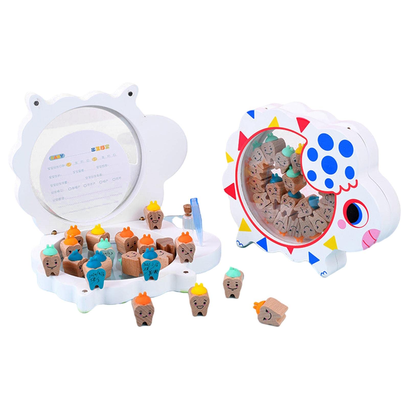 Boîte à dents de bébé en bois – Organisateur de dents pour enfants avec étui souvenir pour fée des dents, baleine, cheval, mouton, matériau en bois durable