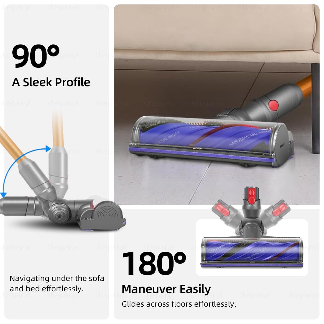 Accesorio Cepillo para Suelos Compatible para Dyson V12 Detect Slim, Antienredos Repuestos Cepillo aspiradora para una Limpieza Versátil, Apto para Suelos de Madera y Alfombras