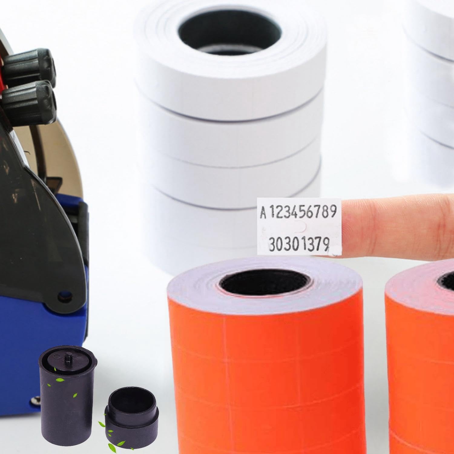 MX 6600 Lot de 30 rouleaux d'étiquettes de prix et de date vierges pour pistolet à 2 lignes Compatible avec MX 6600 MX 6602 YH 689 (pistolet non inclus) Comprend 3 rouleaux d'encre (rouge)
