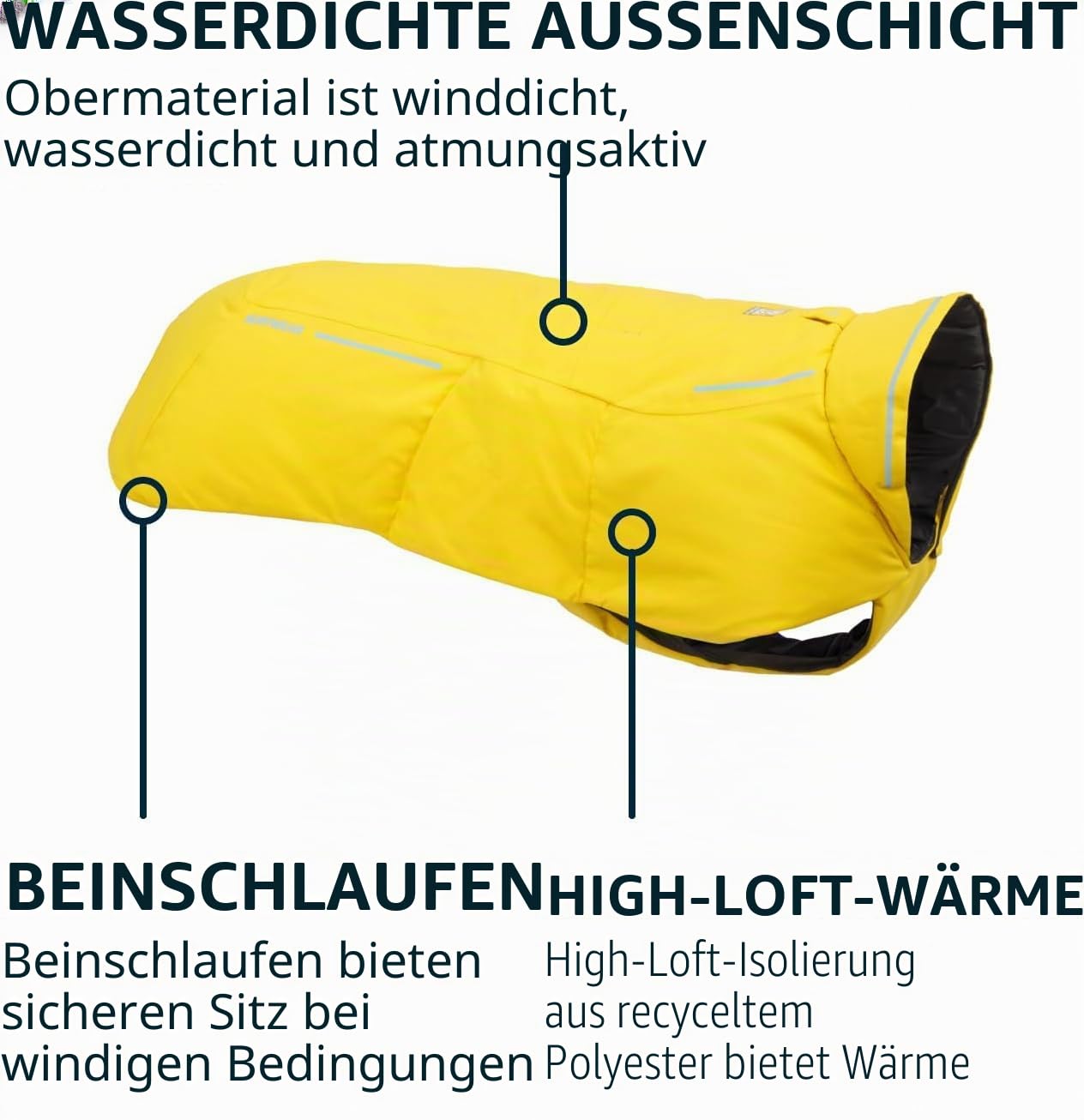 RUFFWEAR Vert Regenjacke für kleine Hunde, isolierter Allwetter-Hundemantel, wasserdichte Hundejacke, leichte wetterfeste Hundeweste und Winter-Hunderegenmantel, Größe S, Mineralgelb