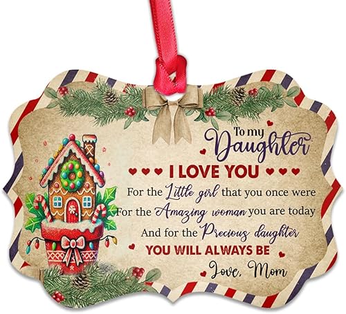 Miniatura 5 de ANQZ1809010Z - Adornos de Navidad 2023, decoraciones para árbol de Navidad, adorno de aluminio con letra "To My Daughter", los mejores regalos para