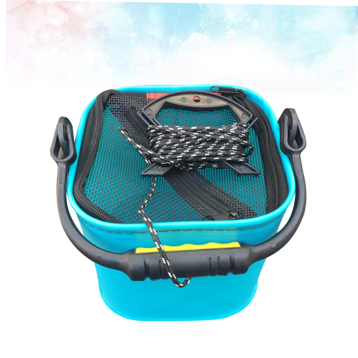 BIUDECO 1PC Eva Fishing Bucket with Zipper Portable Slip Fishing Basin Thickened Folding Live Fish Container Mixed Color Lightweight
