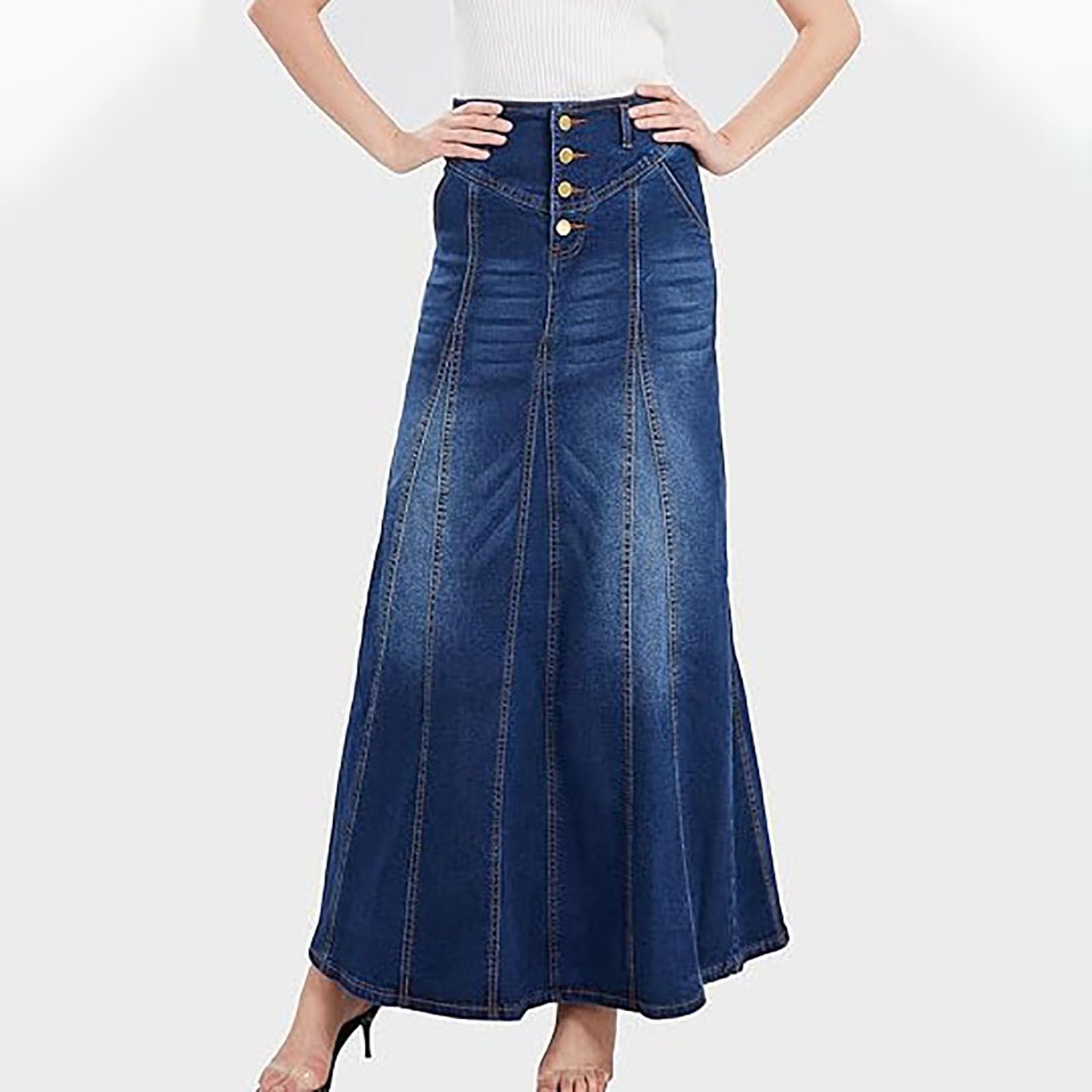 Générique Jupe Longue Femme - Plissée en Tour Elastique Décontractée Bohême A-Ligne pour avec Poches De Plage Vacances Élégante Taille Haute Maxi