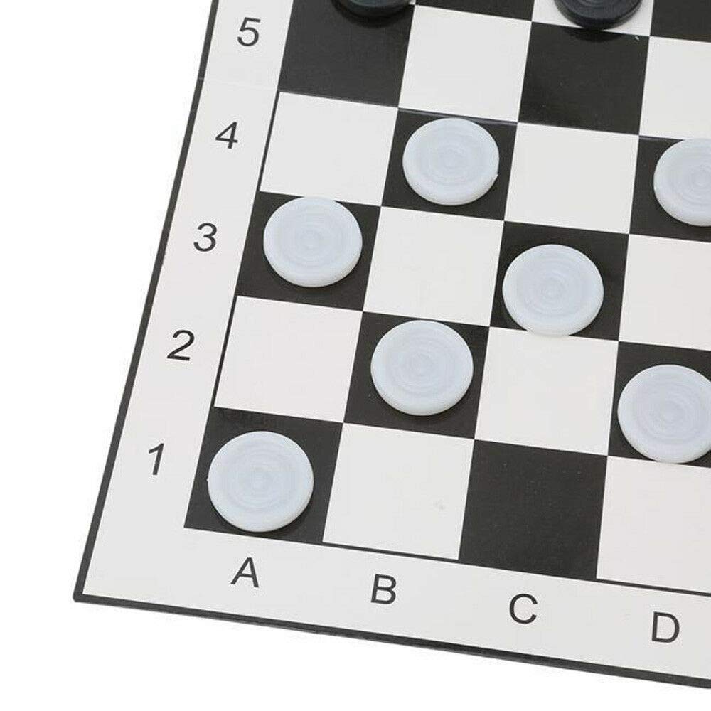 Jeu De Dames (checkers/draughts) Empilable - Pièces Noires Et Blanches En Plastique - Neuf