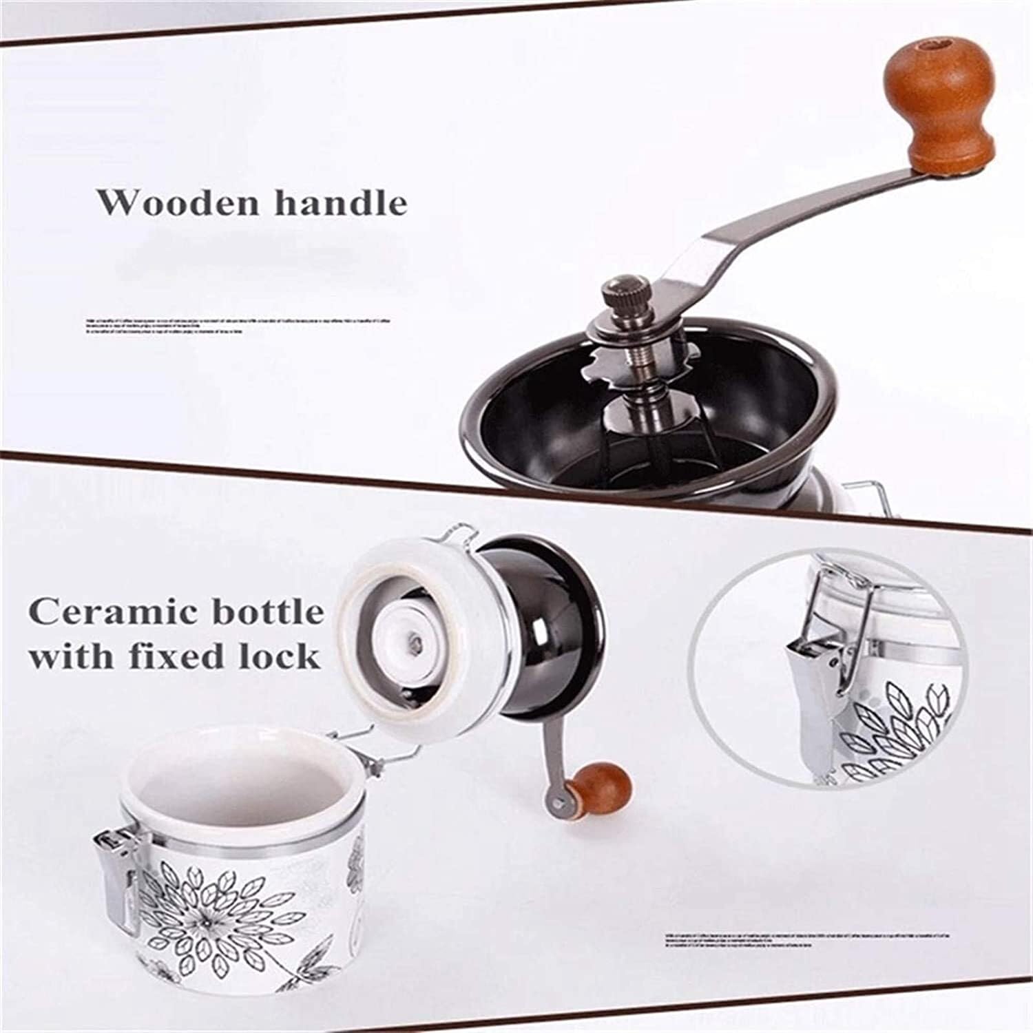 Molinillo Café Oficina Molinillo De Café Manual, Núcleo Cerámica, Mano Para, Utensilios, Granos, Pimienta, Especias Vintage Moledor de Cafe(White)