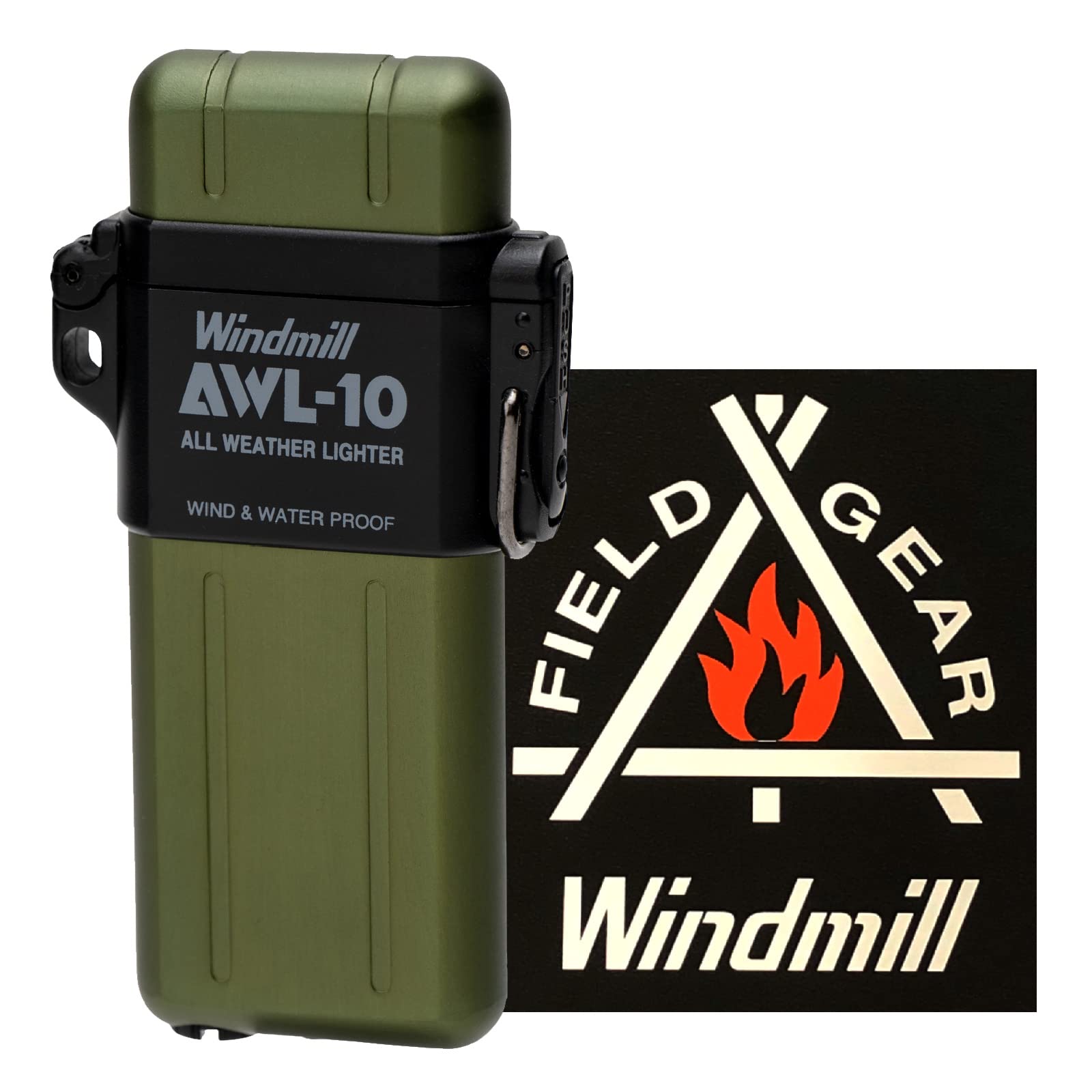 ウインドミル(Windmill) ターボライター グリーン AWL-10 ロゴステッカー付き 防水 耐風 充填式 307-3004K