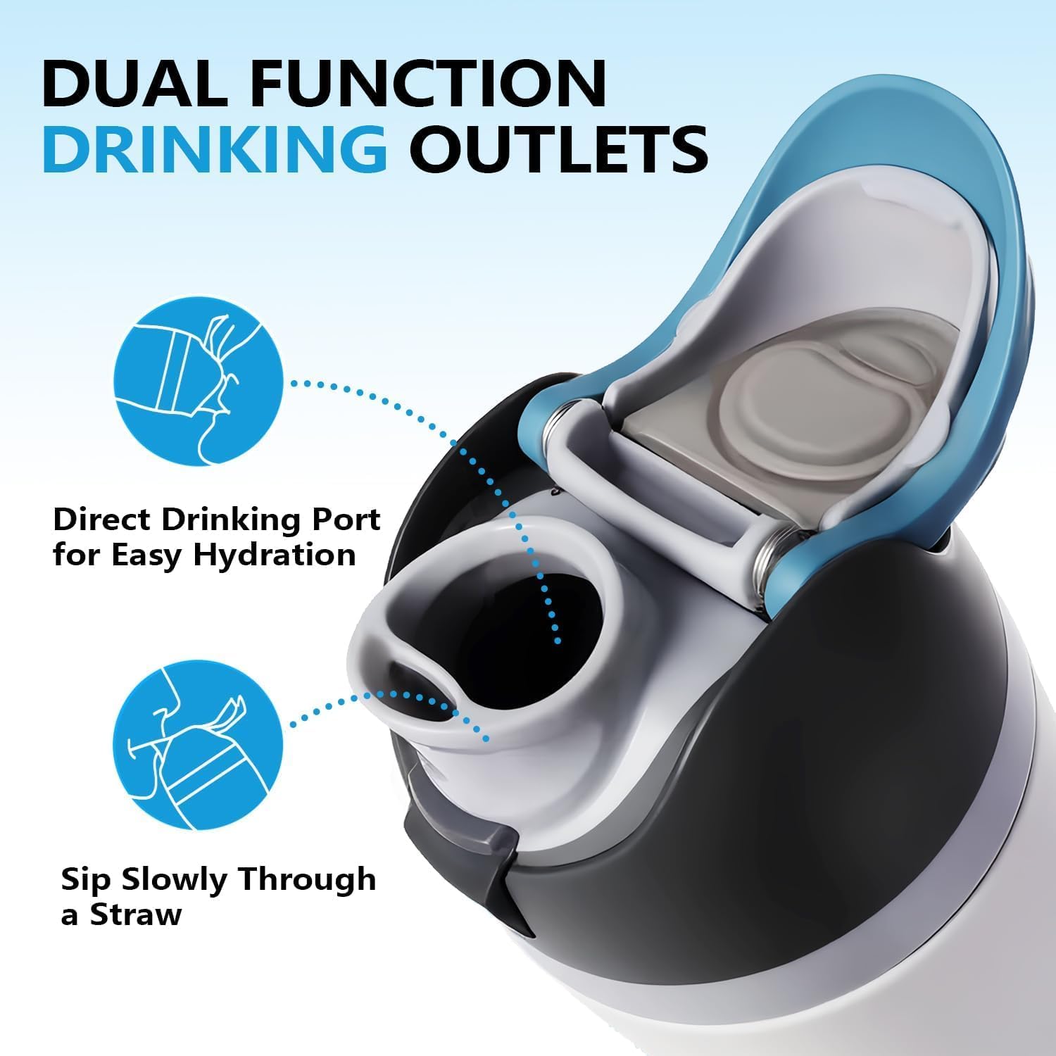 Replacement Lid for Owala Freesip, One Button Water Bottle Top Lid Compatible with Owala Cup 16oz 24oz 32oz 40oz, BPA-Free Leakproof Replacement Accessory for Owala Freesip (Grayish Blue)