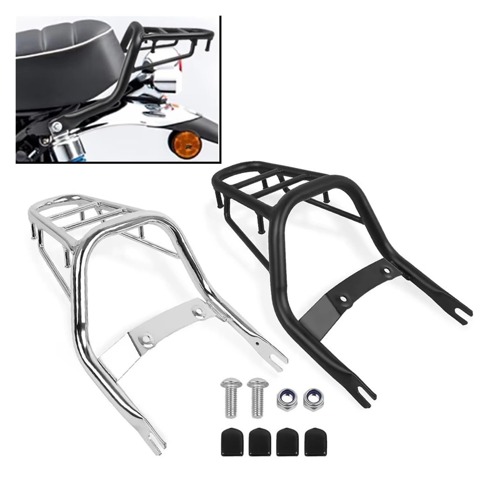 Portapacchi Moto Portapacchi Utility per Monkey 125 2018-2024 per Z125 2023 Posteriore Staccabile Schienale Portapacchi Cargo Supporto Staffa di Supporto Coda(Black)