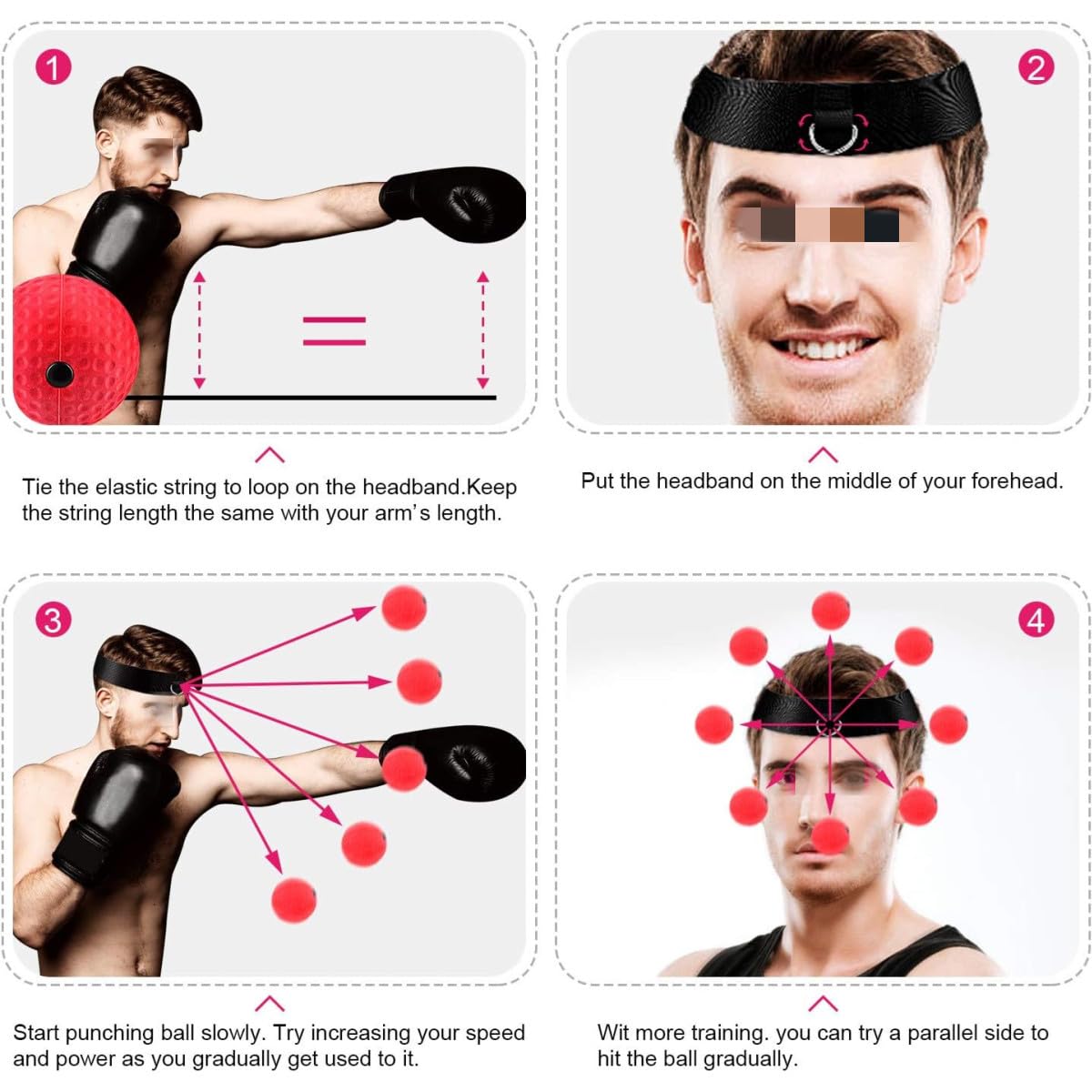Pelota de Entrenamiento para Boxeo y Reflejos - Juego de 2 Pelotas de Reacción con Diadema Ajustable - Mejora la Velocidad, Enfoque, Coordinación Mano-Ojo y Tiempos de Reacción