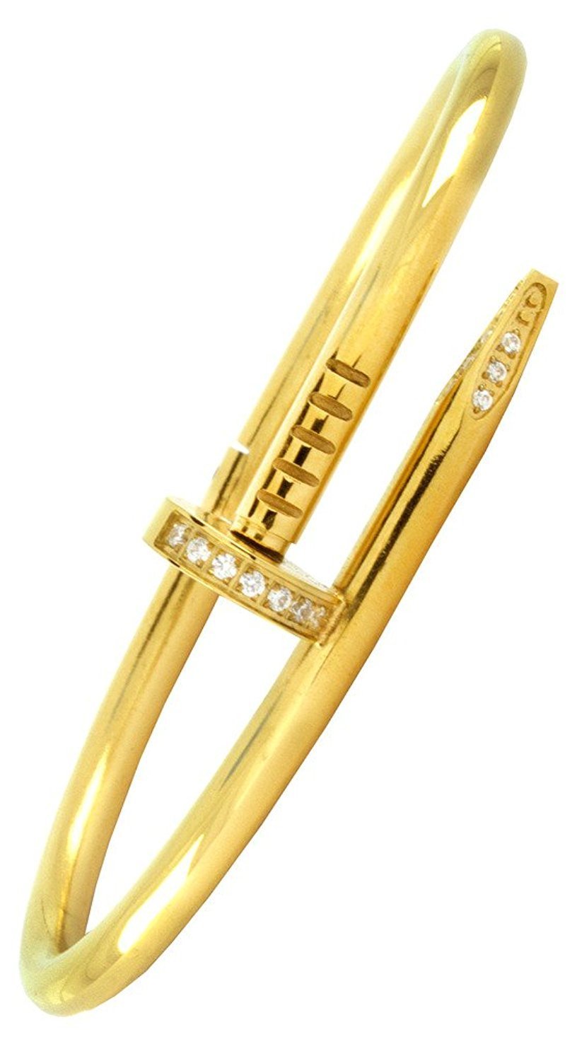 Zivom® Nail Gothic CZ Stainless Steel Gold Cuff Kada Bangle Bracelet Men (B01N4QXQE6) Amazon Price History, Amazon Price Tracker