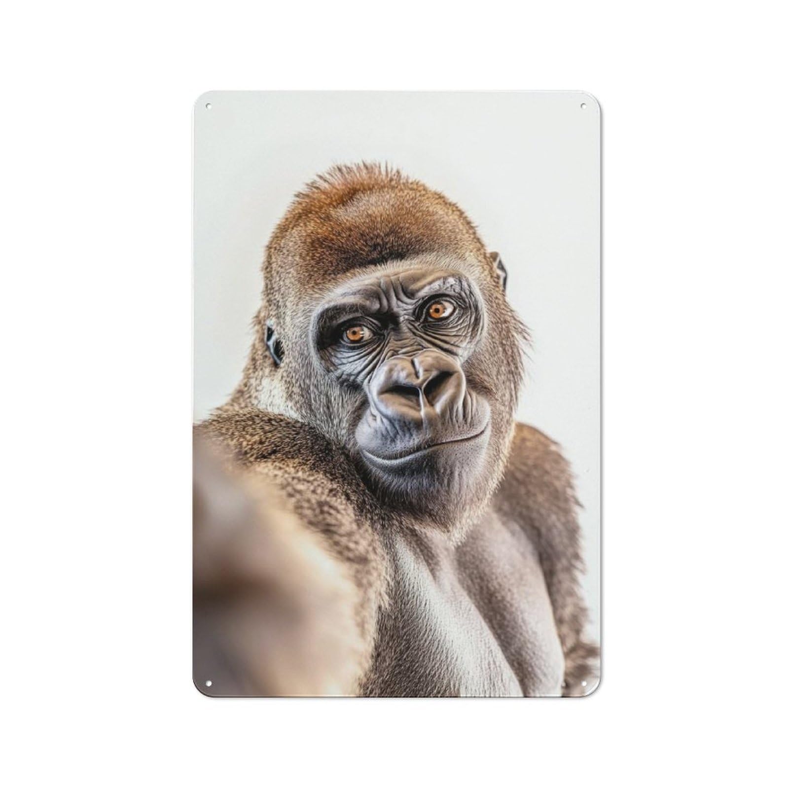 Junmoney Gorilla Selfie Old Style Vintage Metal Sign 30X20cm, Bar Wall Plaque For Pub, Home Bar, Shed Or Man Cave