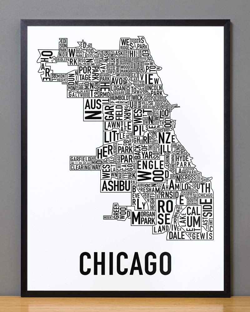 Map Of Chicago Neighborhoods Poster
