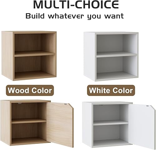 Miniatura 8 de Dueatib Cubo de almacenamiento con 2 neumáticos, estante de almacenamiento apilable blanco con puerta, organizador de cubículos, estante de