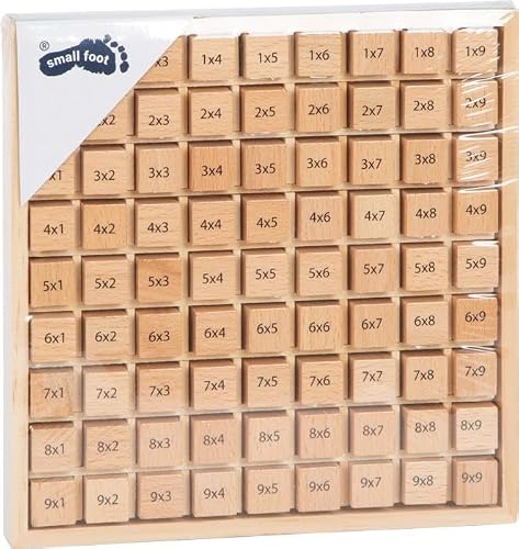 Small Foot 7583 Table de multiplication en bois, apprenez l'arithmétique de façon ludique, à partir de 7 ans