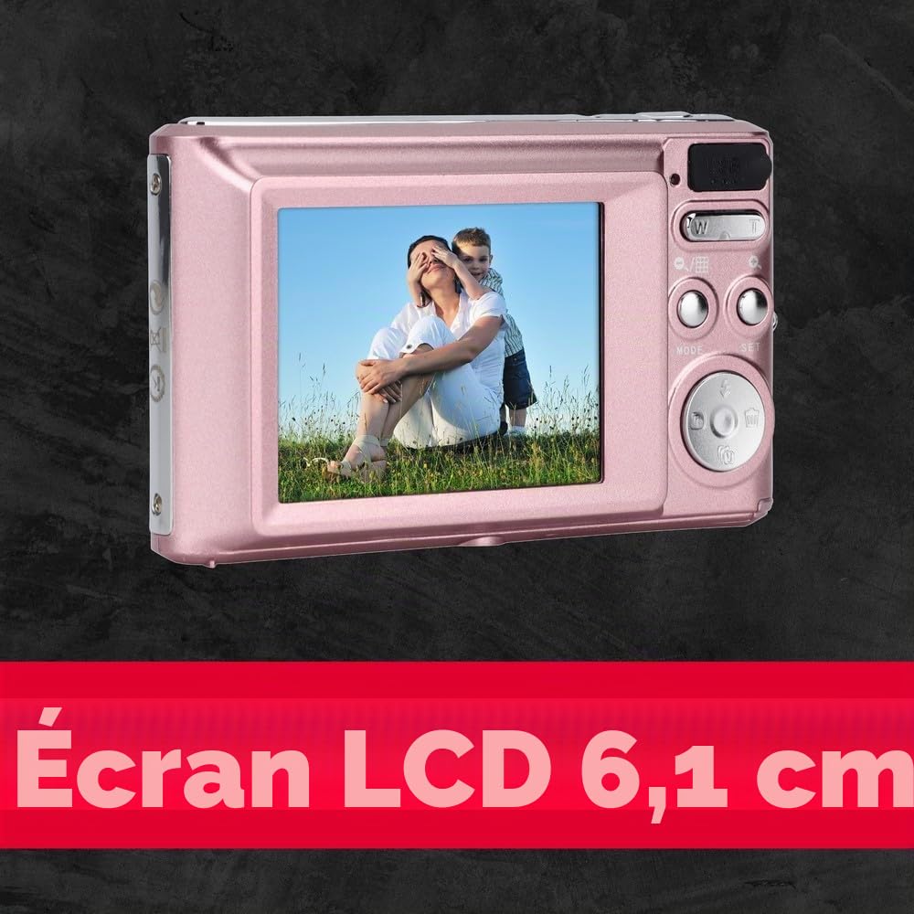 AgfaPhoto Realishot DC5500 - Appareil Photo Numérique Compact, 24 MP, Ecran LCD 2,4", Zoom Digital 8X, Vidéo HD 720p, Mémoire Externe SD, Batterie Lithium - Rose