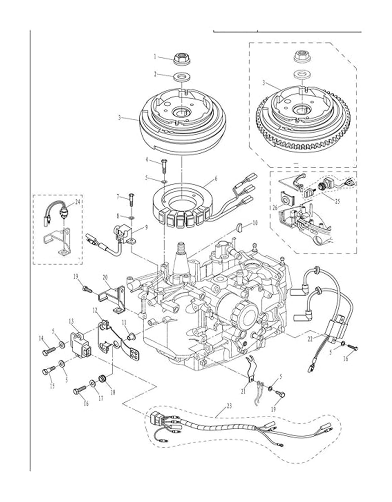 remplacement démarreur de moto Pour 4 Temps Parsun F15A F20A F20ABMS Et F15ABMS 15 20 Ch Kit De Conversion Démarrage Électrique Pour Démarreur À Volant Moteur 6AH
