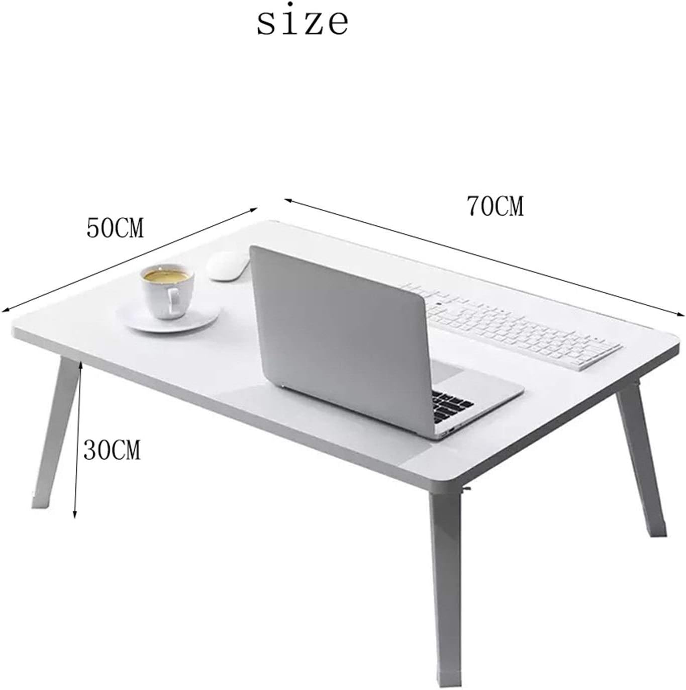 Mobile Overbed Table Simple Computer Desk Bed Desk Folding Dormitory Home Multi-Function Lazy Table Student Table (Three Colors Optional) 70x50cm (Color : White) (White)