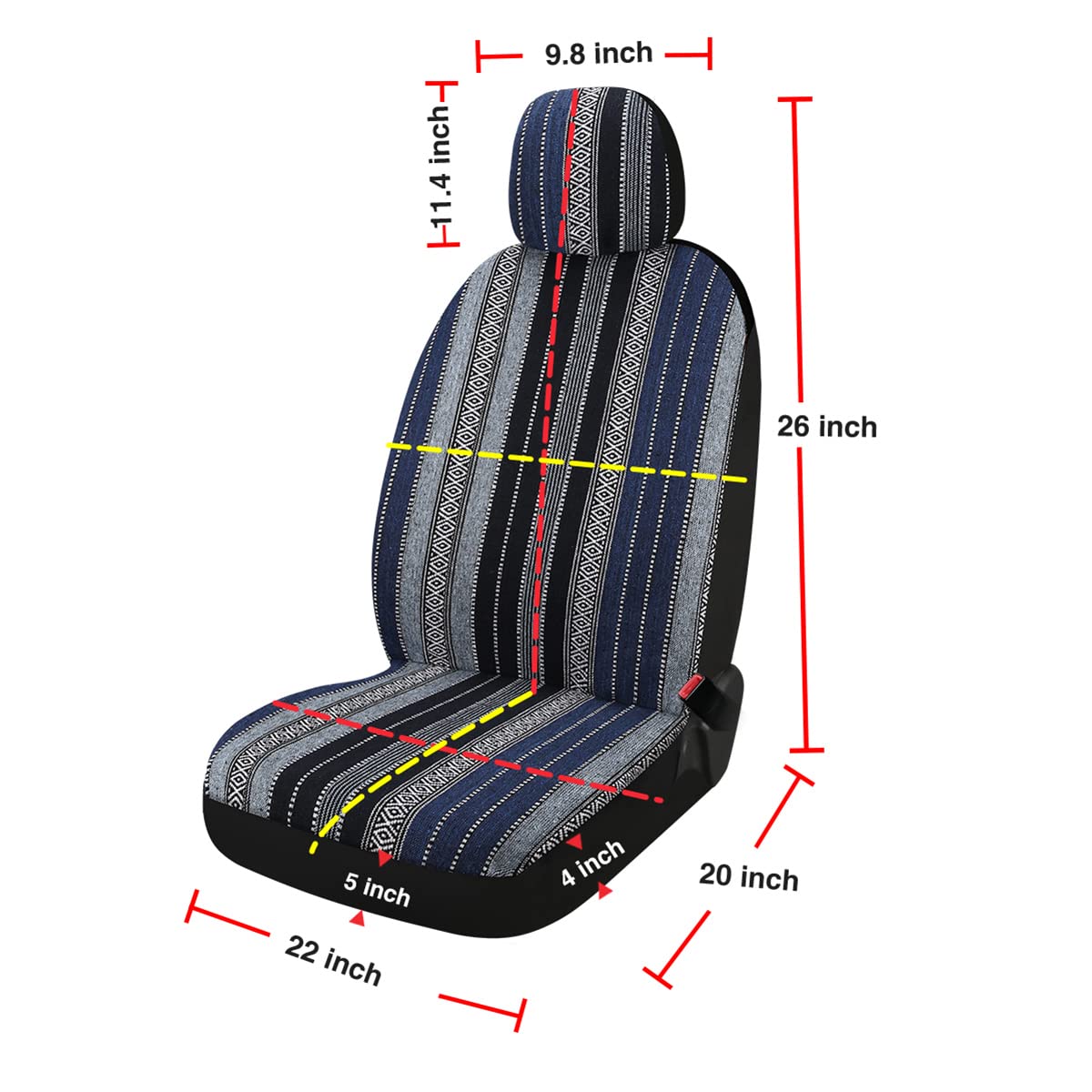 Baja - Juego Completo de 9 Fundas de Asiento de automóvil, Transpirables y Lavables, a Rayas, Tejidas a Rayas, Funda de Asiento Universal para sedán, SUV, camión, Compatible con Bolsas de