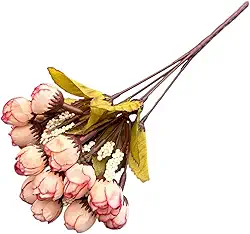 Buquê de Mini Botões de Flores Com Folhagens Mosquitinhos Artificial (Rosa-claro)