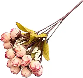 Buquê de Mini Botões de Flores Com Folhagens Mosquitinhos Artificial (Rosa-claro)