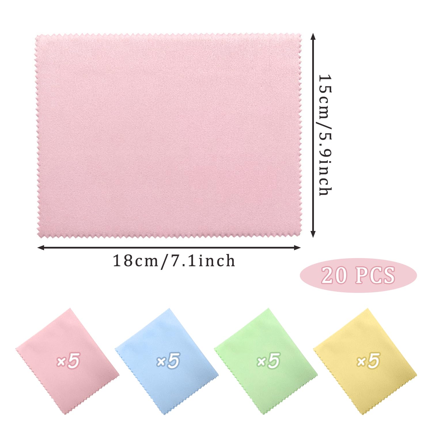 20 Pezzi Panno Pulizia Occhiali, Microfibra Panni Pulizia, Riutilizzabile Panno Pulisci Occhiali Salviette, per Pulire Lenti, Occhiali, Schermi, Telefoni, Tablet, Obiettivo Della Fotocamera