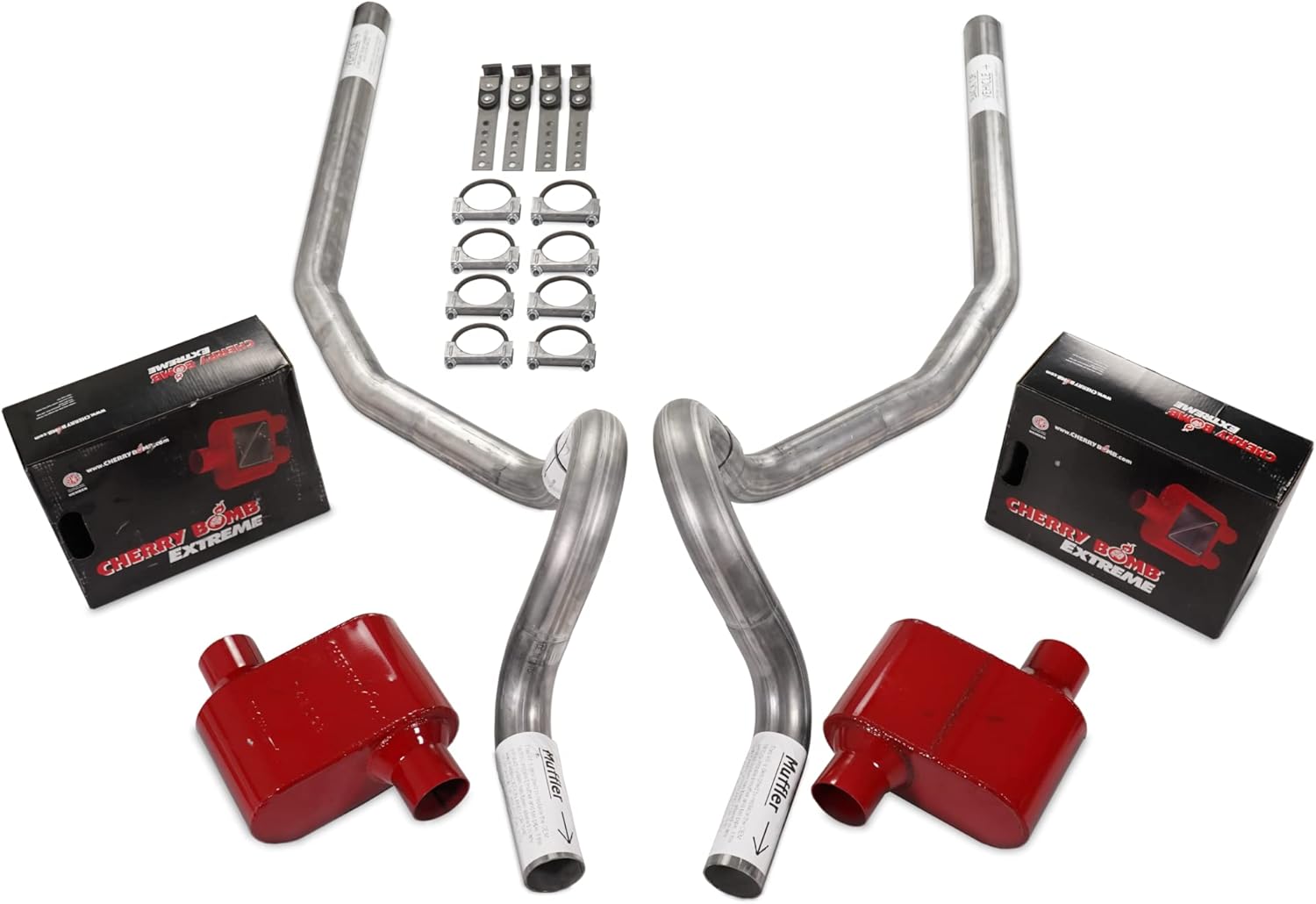 Truck Exhaust Kits 2.5" Dual Exhaust Kit with Cherry Bomb