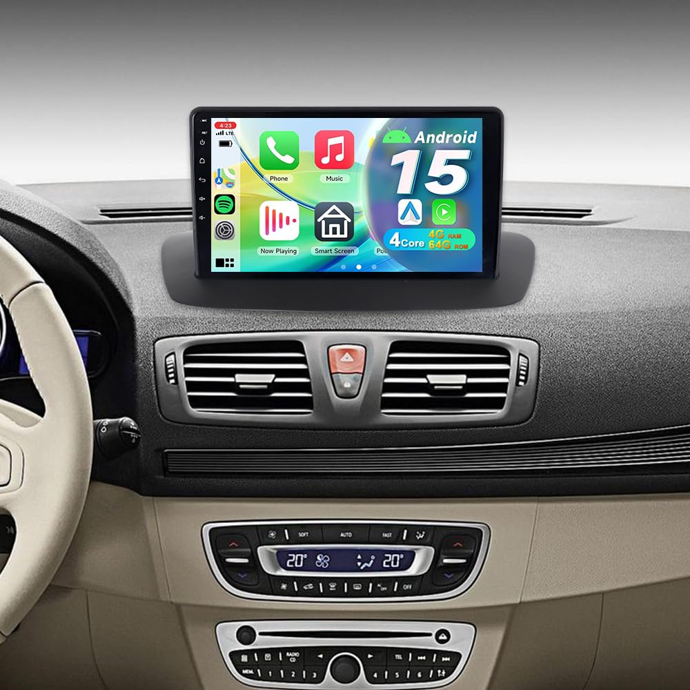 9 pollici Autoradio Android 15 per Renault Megane 3 2009–2015 | Touchscreen, Wireless CarPlay/Android Auto, GPS, Bluetooth 5.4, WiFi 6.0, USB, Navigatore Auto Stereo
