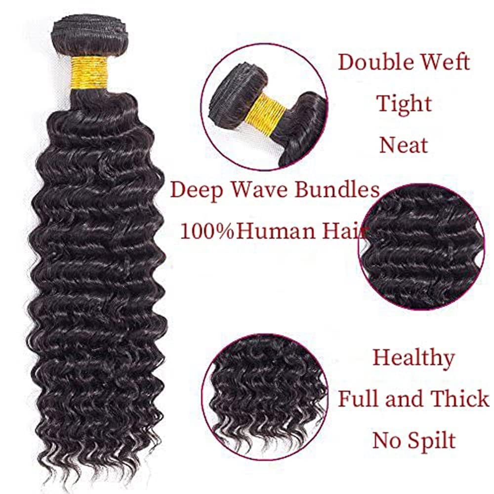 Human Hair Bundles 1B Jerry Curly Bundles Natural Color Human Hair Unprocessed Brazilian Virgin 3 Bundles Quick Weave Human Hair Extensions 300g (1B# Jerry Curly, 18 20 22)