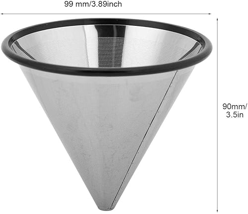 Miniatura 6 de YJ-99A3 - Gotero de café de malla de acero inoxidable reutilizable, gotero de café de cono, filtro de café portátil sin papel que se adapta a la