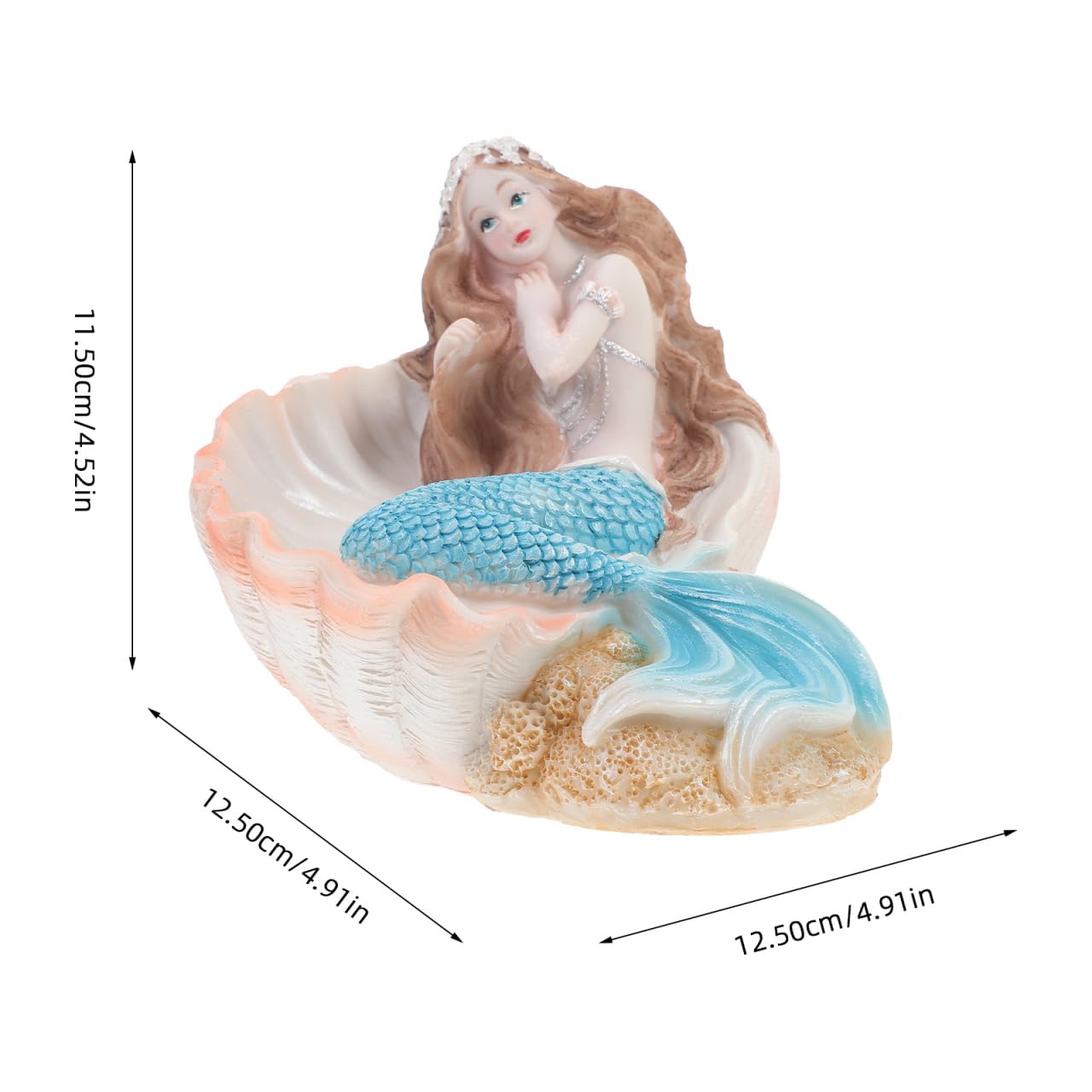 DECHOUS Mermaid Statue Ornaments Resin Mermaid Figurine for Home Decor Fish Tank and Aquarium Decoration Seashell Design - Image 4