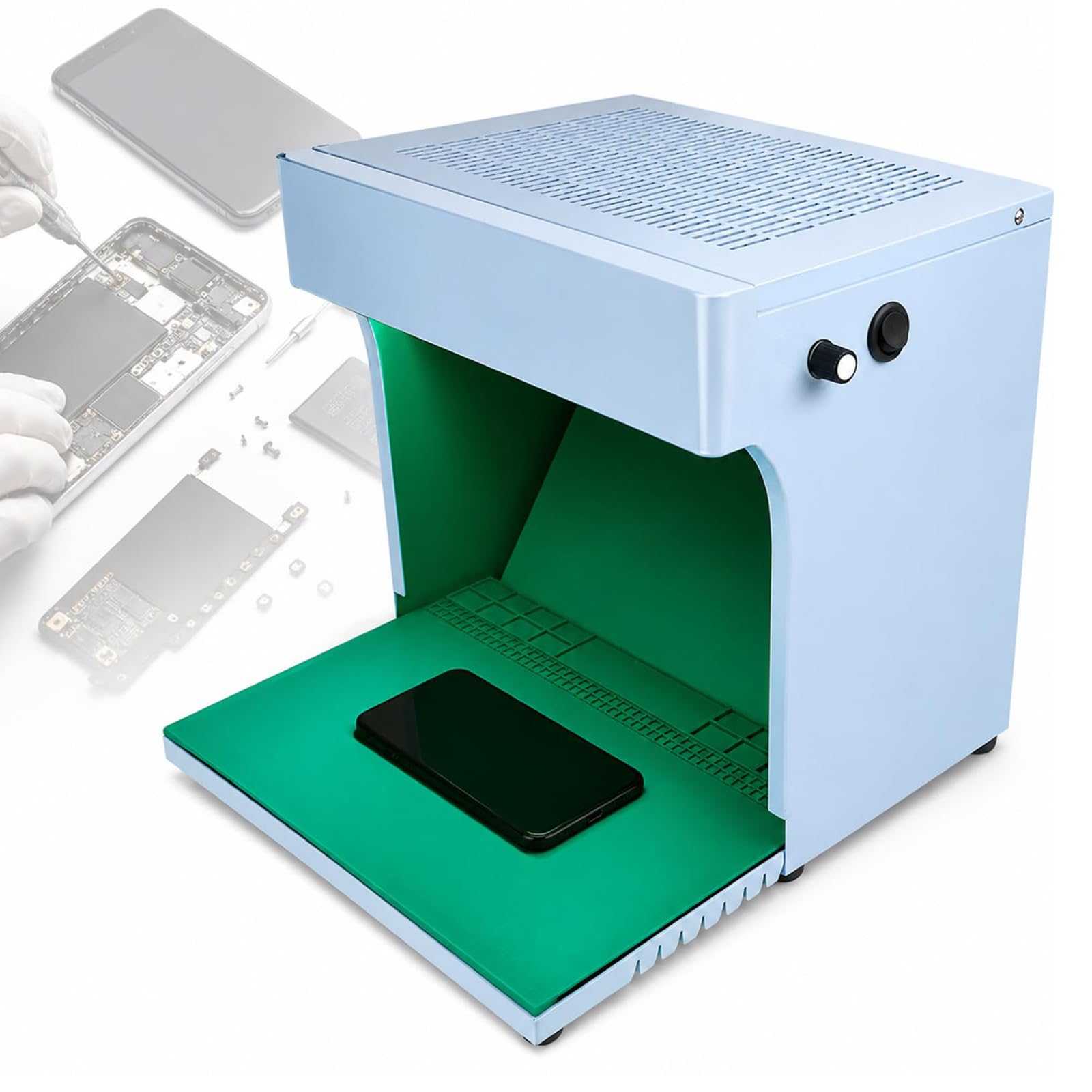 Banco De Trabajo Vertical con Campana De Flujo Laminar, Estación De Trabajo Portátil De Flujo Laminar, Banco De Trabajo Libre De Polvo con Iluminación Led, para Reparación De Teléfonos